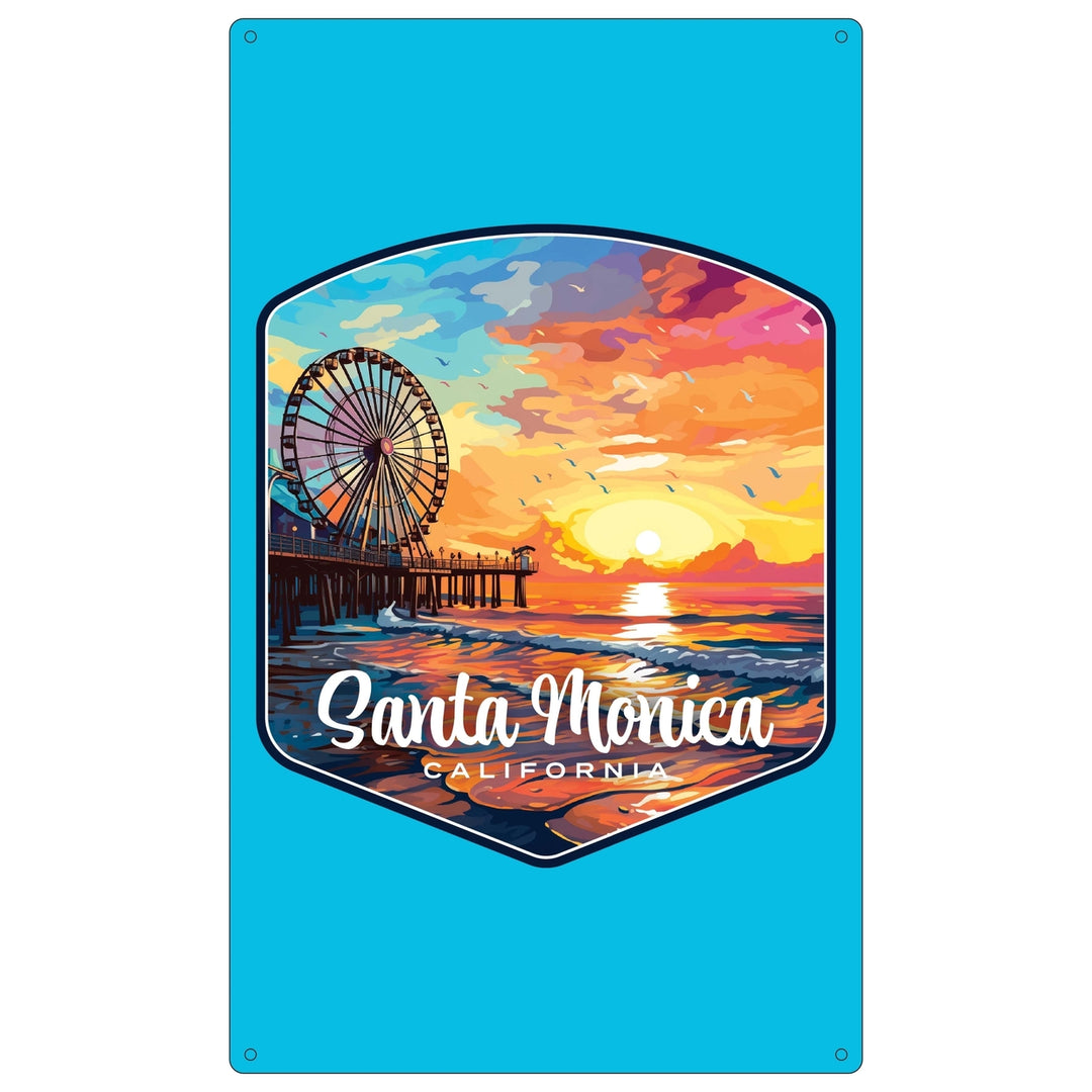 Santa Monica California Design A Souvenir Metal Sign 9 x 15 Image 1