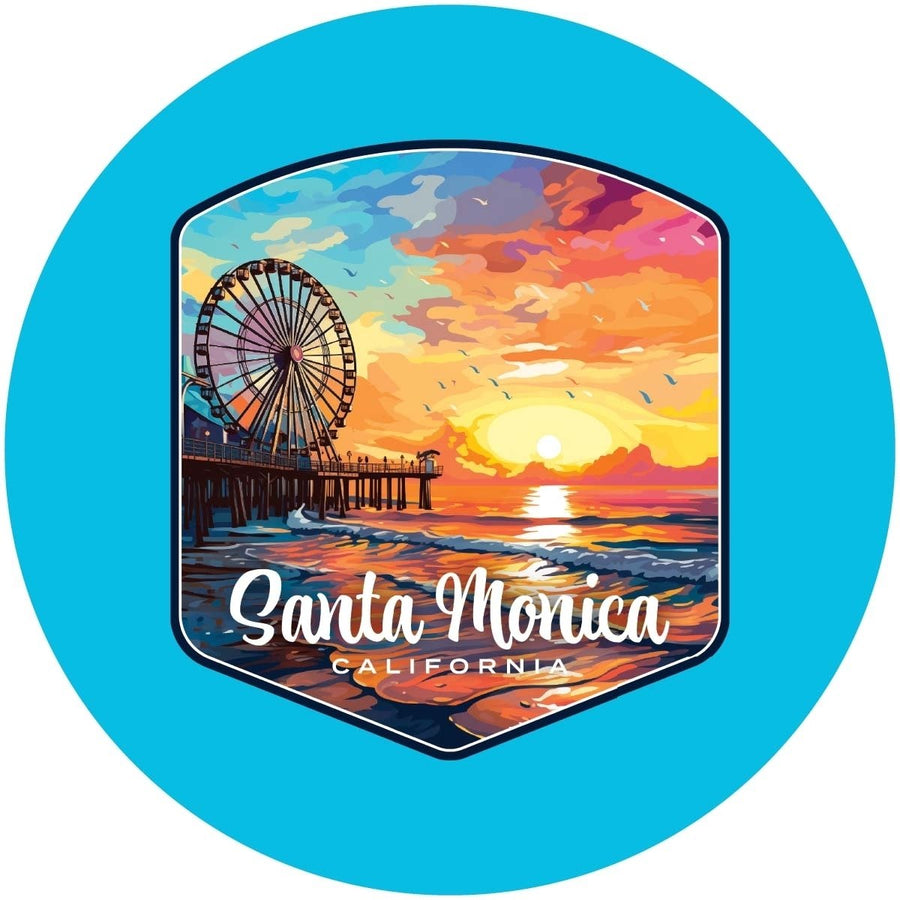 Santa Monica California Design A Souvenir Coaster Paper 4 Pack Image 1