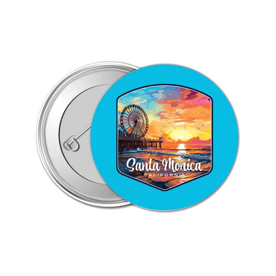 Santa Monica California Design A Souvenir Small 1-Inch Button Pin 4 Pack Image 1