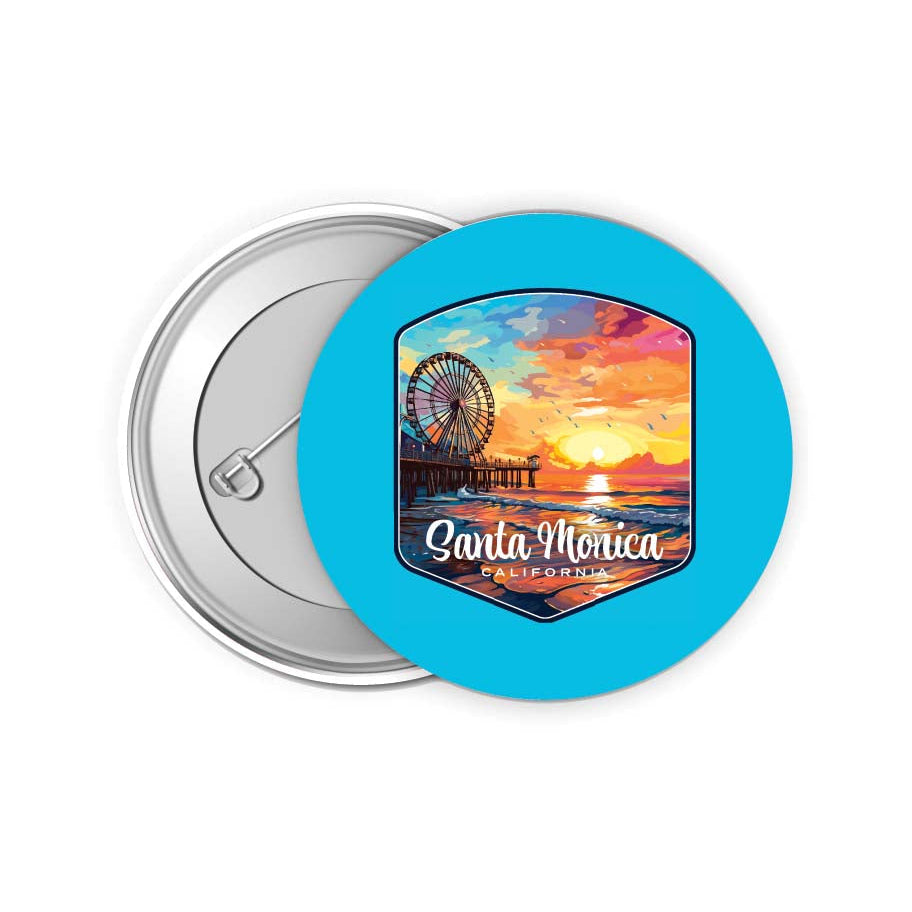 Santa Monica California Design A Souvenir Small 2-Inch Button Pin 4 Pack Image 1