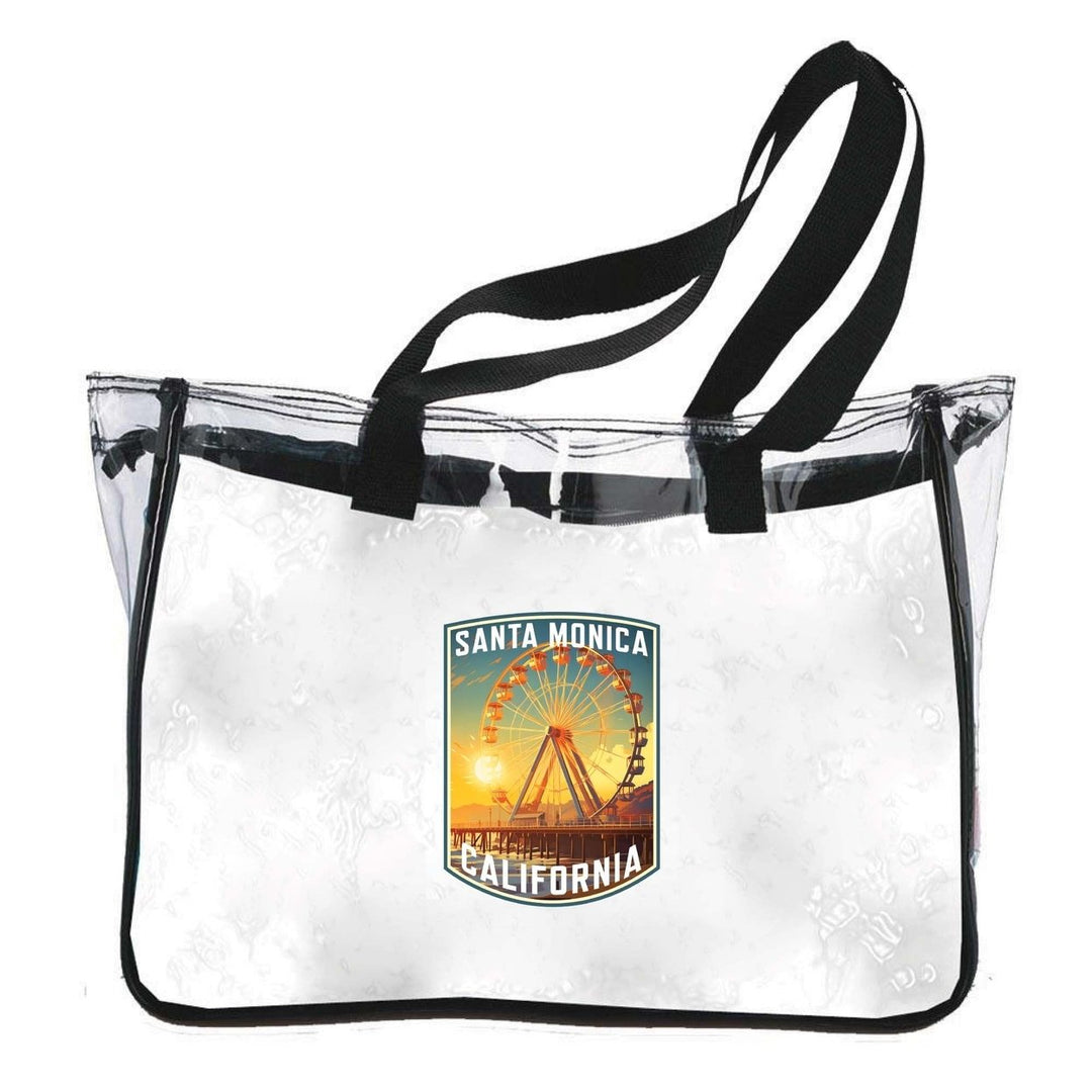 Santa Monica California Design C Souvenir Clear Tote Bag Image 1