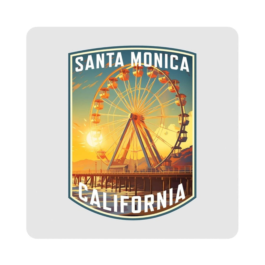 Santa Monica California Design C Souvenir 4x4-Inch Coaster Acrylic 4 Pack Image 1