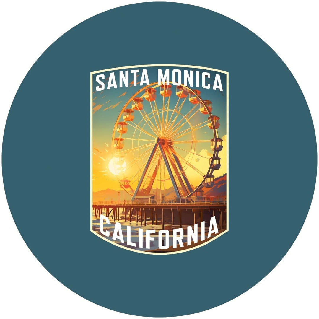 Santa Monica California Design C Souvenir Coaster Paper 4 Pack Image 1