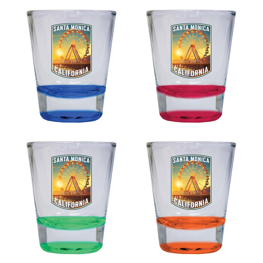 Santa Monica California Design C Souvenir 2 Ounce Shot Glass Round 4-Pack Multicolor Image 1