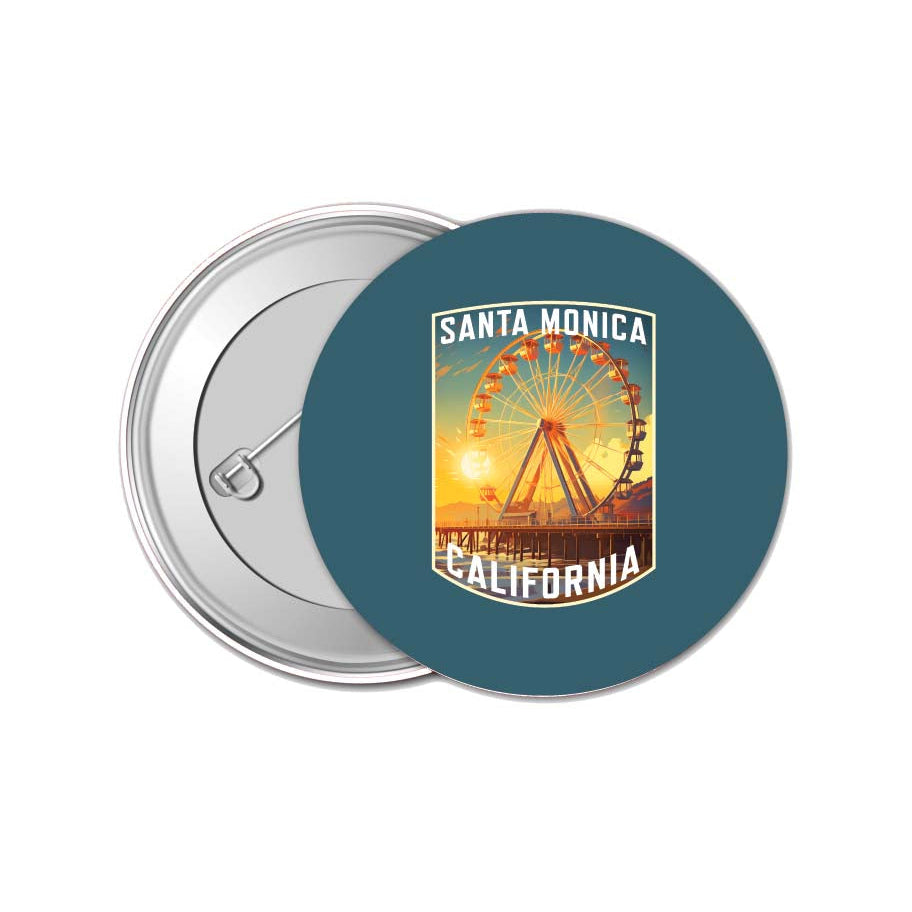 Santa Monica California Design C Souvenir Small 1-Inch Button Pin 4 Pack Image 1