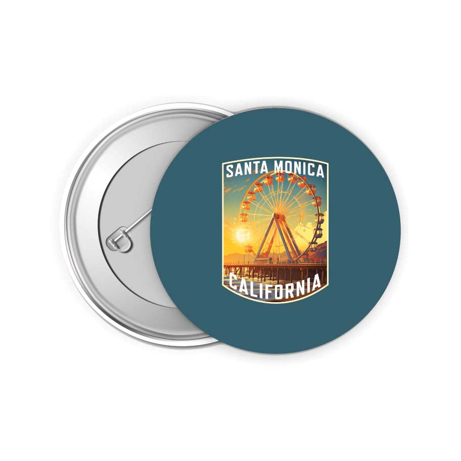 Santa Monica California Design C Souvenir Small 2-Inch Button Pin 4 Pack Image 1