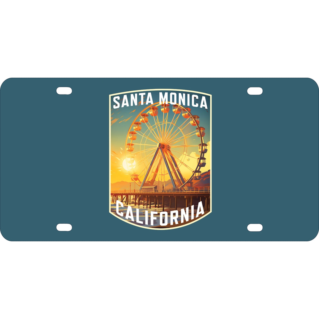 Santa Monica California Design C Souvenir Mini Metal License Plate 4.75 x 2.25 inch Image 1