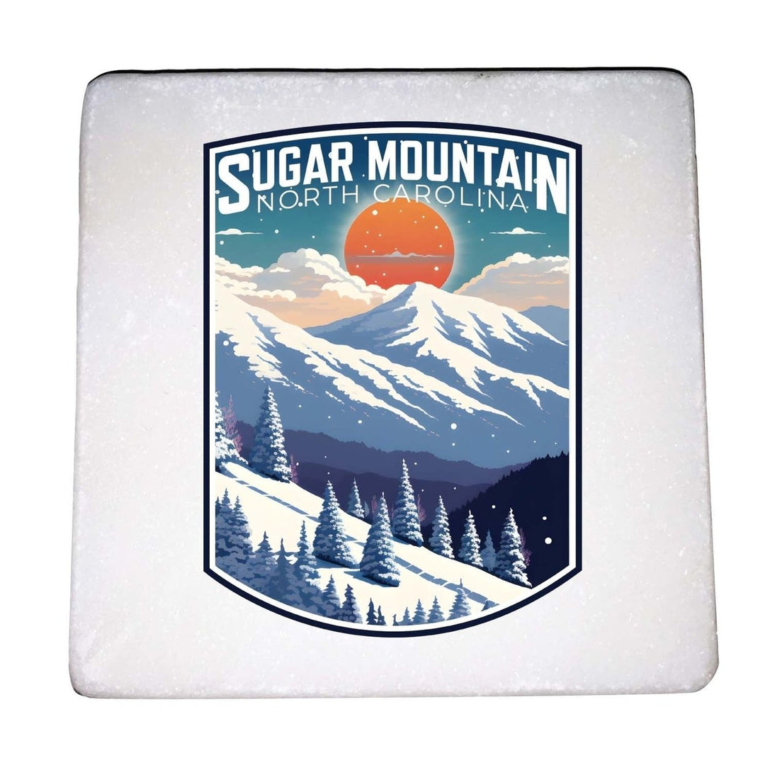 Sugar Mountain North Carolina Design A Souvenir 4x4-Inch Coaster Marble 4 Pack Image 1