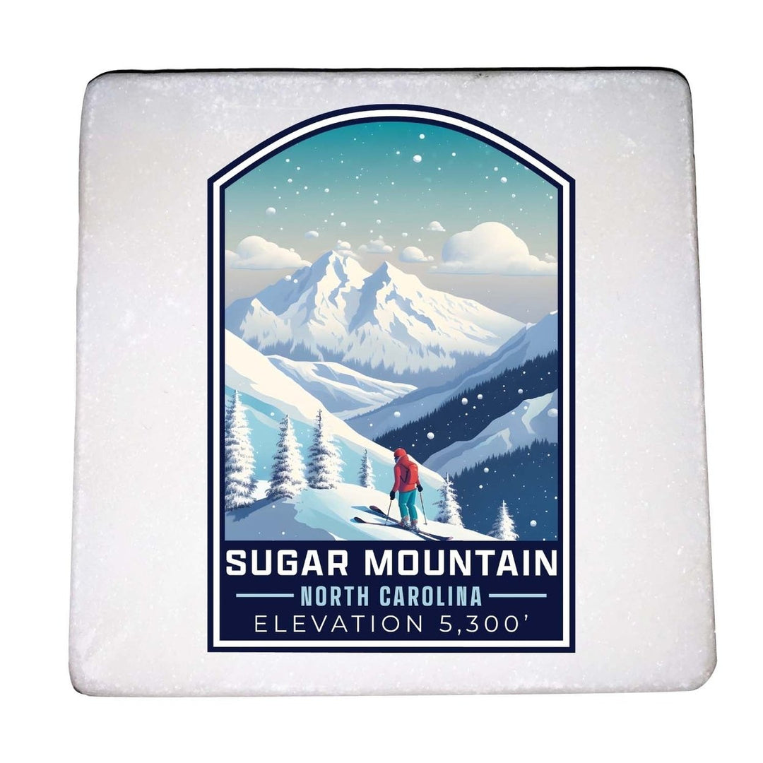 Sugar Mountain North Carolina Design B Souvenir 4x4-Inch Coaster Marble 4 Pack Image 1