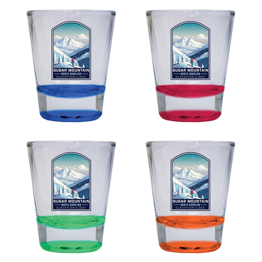 Sugar Mountain North Carolina Design B Souvenir 2 Ounce Shot Glass Round 4-Pack Multicolor Image 1