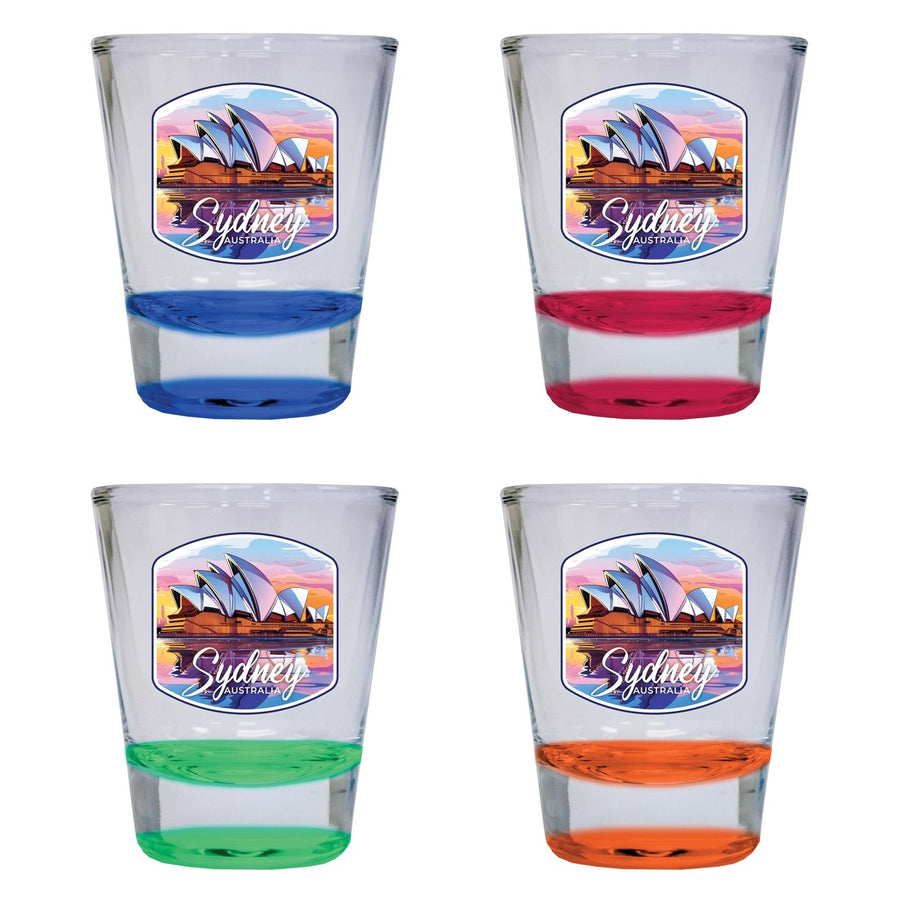 Sydney Australia Design A Souvenir 2 Ounce Shot Glass Round 4-Pack Multicolor Image 1