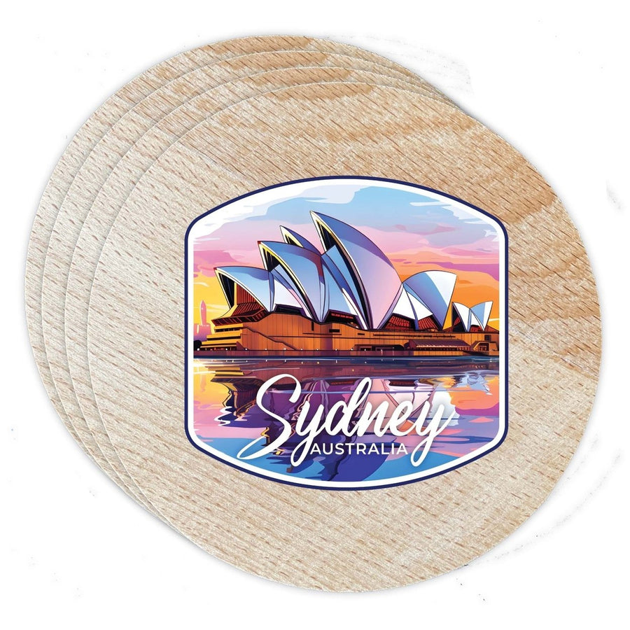 Sydney Australia Design A Souvenir Coaster Wooden 3.5 x 3.5-Inch 4 Pack Image 1