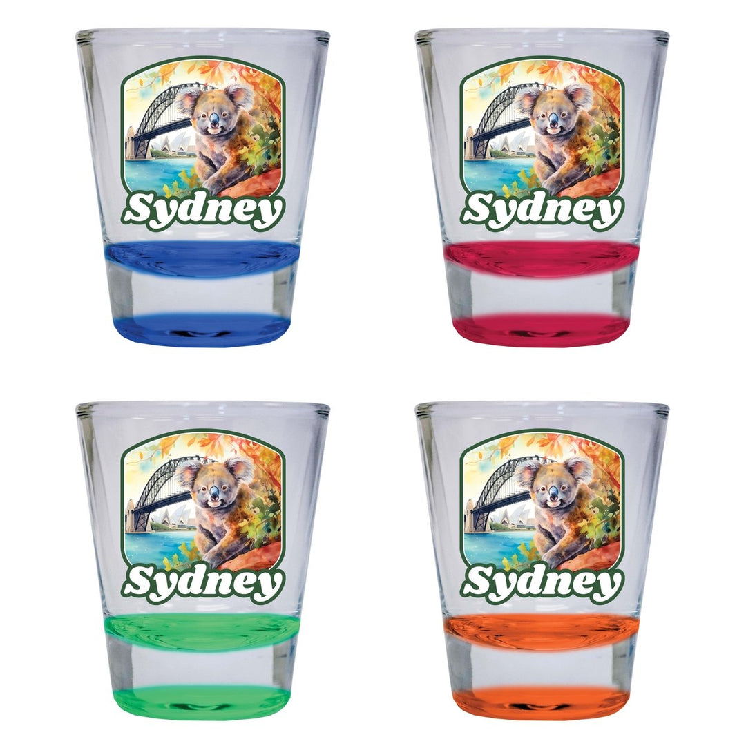 Sydney Australia Design C Souvenir 2 Ounce Shot Glass Round 4-Pack Multicolor Image 1