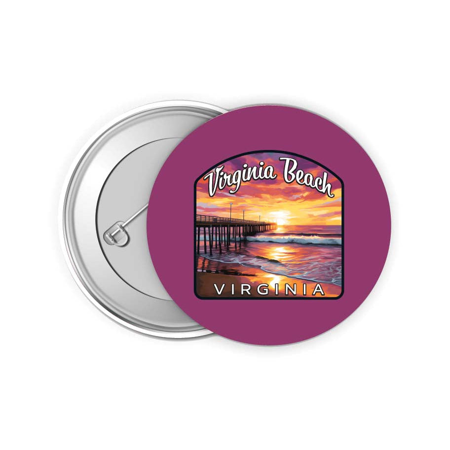 Virginia Beach Viginia Design A Souvenir Small 2-Inch Button Pin 4 Pack Image 1