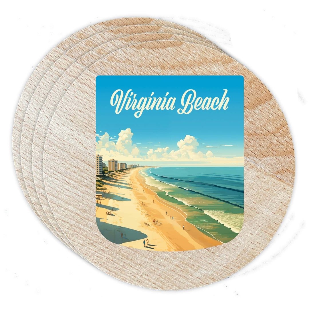 Virginia Beach Virginia Design B Souvenir Coaster Wooden 3.5 x 3.5-Inch 4 Pack Image 1