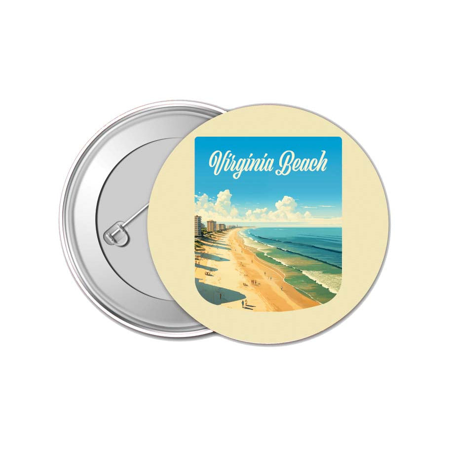 Virginia Beach Virginia Design B Souvenir Small 1-Inch Button Pin 4 Pack Image 1