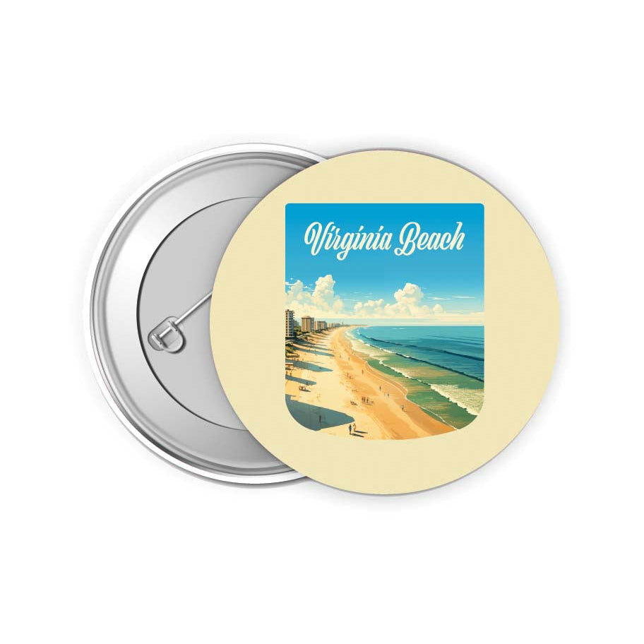 Virginia Beach Virginia Design B Souvenir Small 2-Inch Button Pin 4 Pack Image 1