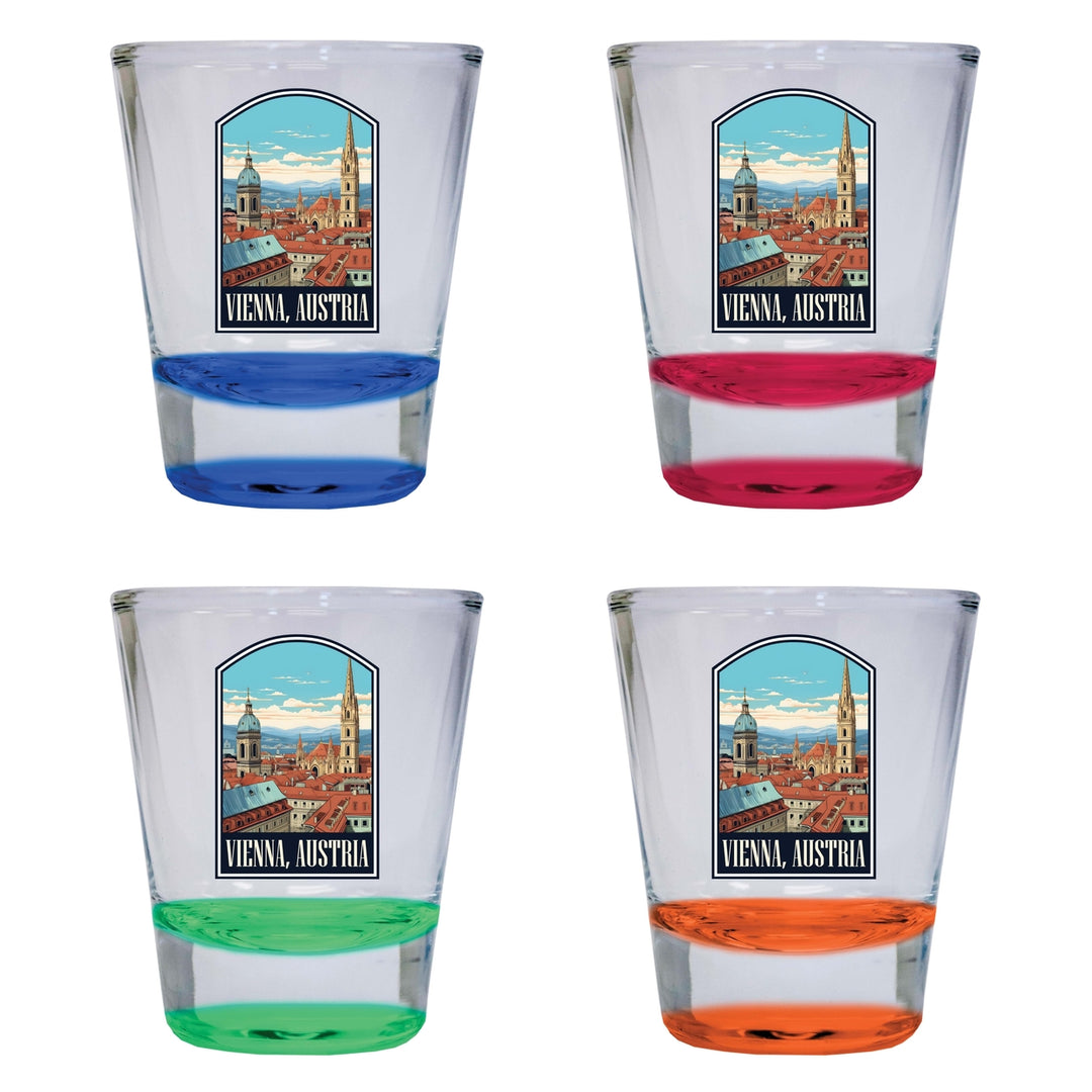 Vienna Austria Design B Souvenir 2 Ounce Shot Glass Round 4-Pack Multicolor Image 1