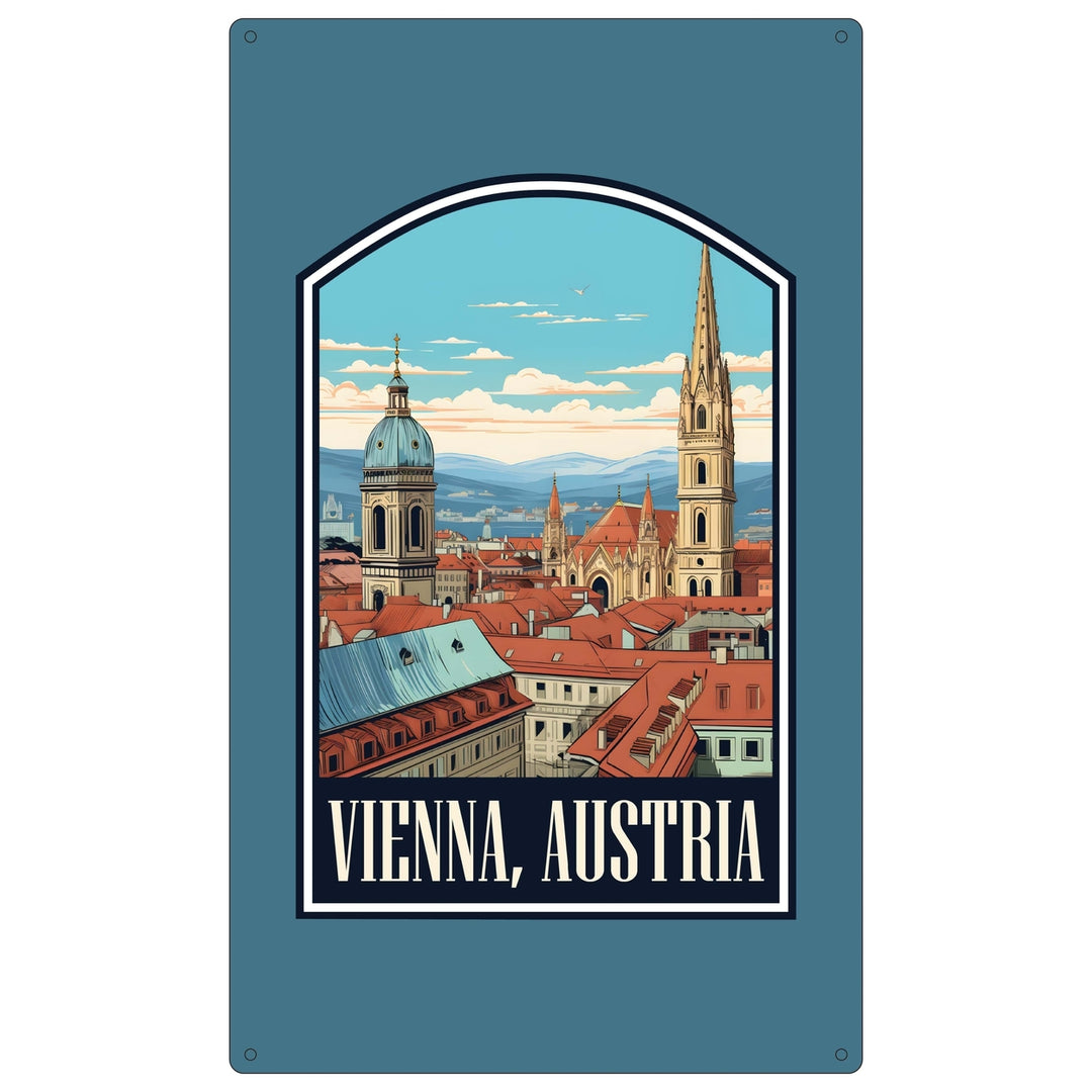 Vienna Austria Design B Souvenir Metal Sign 9 x 15 Image 1