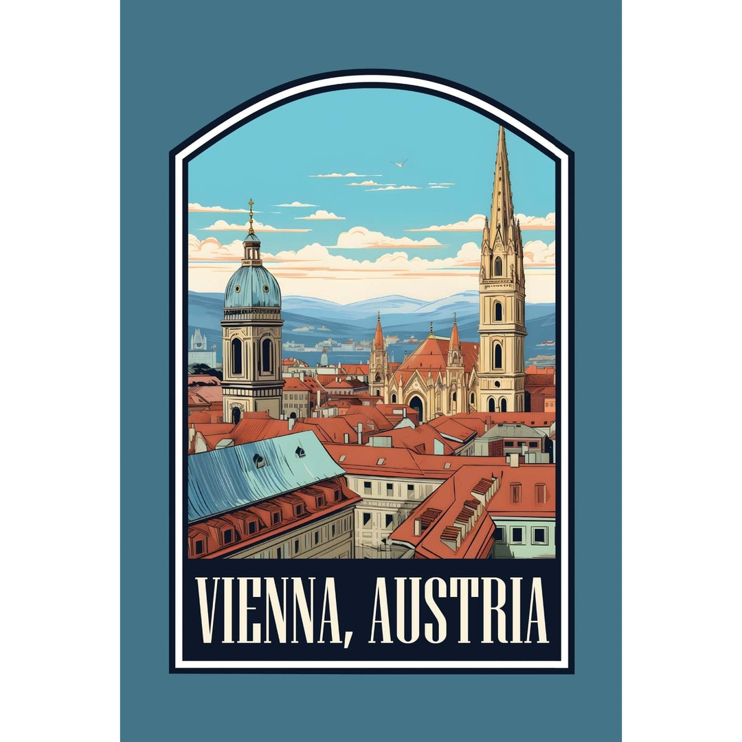 Vienna Austria Design B Souvenir Wood sign with frame 5x7 Image 1