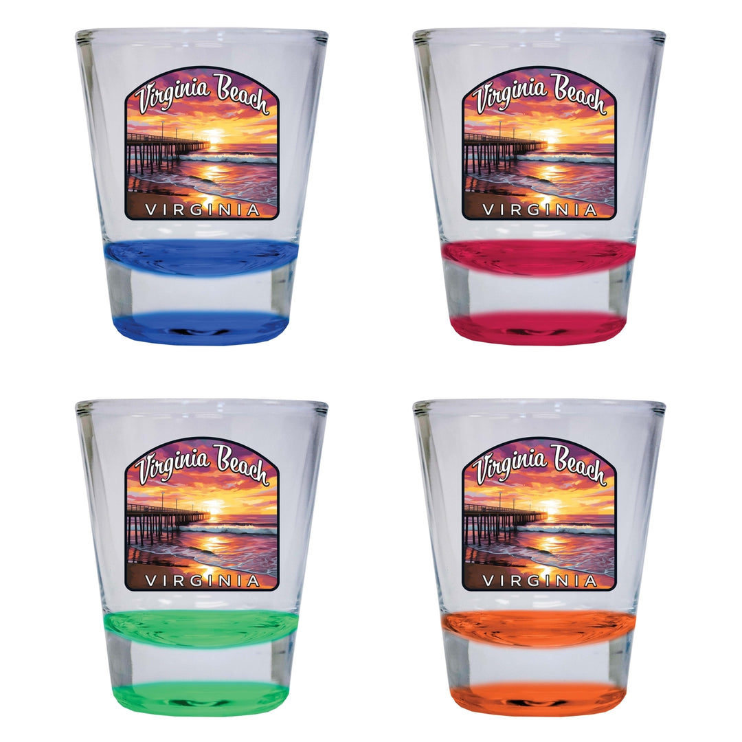 Virginia Beach Viginia Design A Souvenir 2 Ounce Shot Glass Round 4-Pack Multicolor Image 1