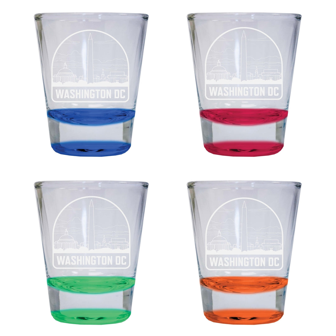 Washington DC Souvenir 2 Ounce Engraved Shot Glass Round 4-Pack Multicolor Image 1