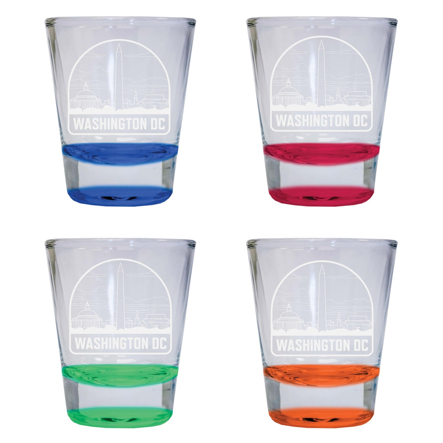 Washington DC Souvenir 2 Ounce Engraved Shot Glass Round 4-Pack Multicolor Image 1