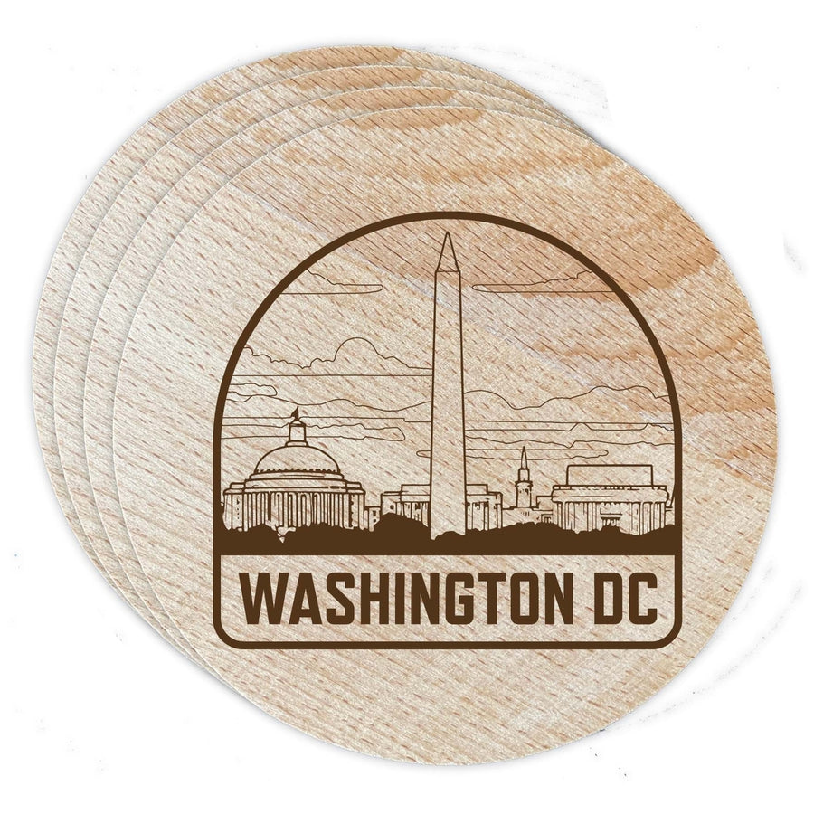 Washington DC Souvenir Etched Coaster Wooden 3.5 x 3.5-Inch 4 Pack Image 1