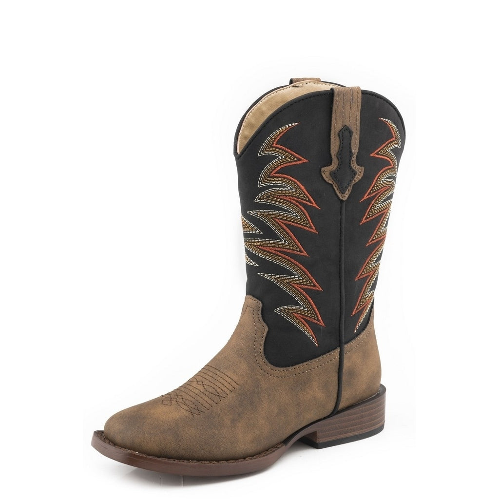 Roper Western Boot Boys Clint Leather Jagged Tan 09-018-1900-2992 TA Image 1