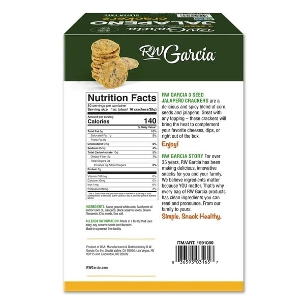 RW Garcia 3 Seed Jalapeno Crackers 30 Ounce Image 2