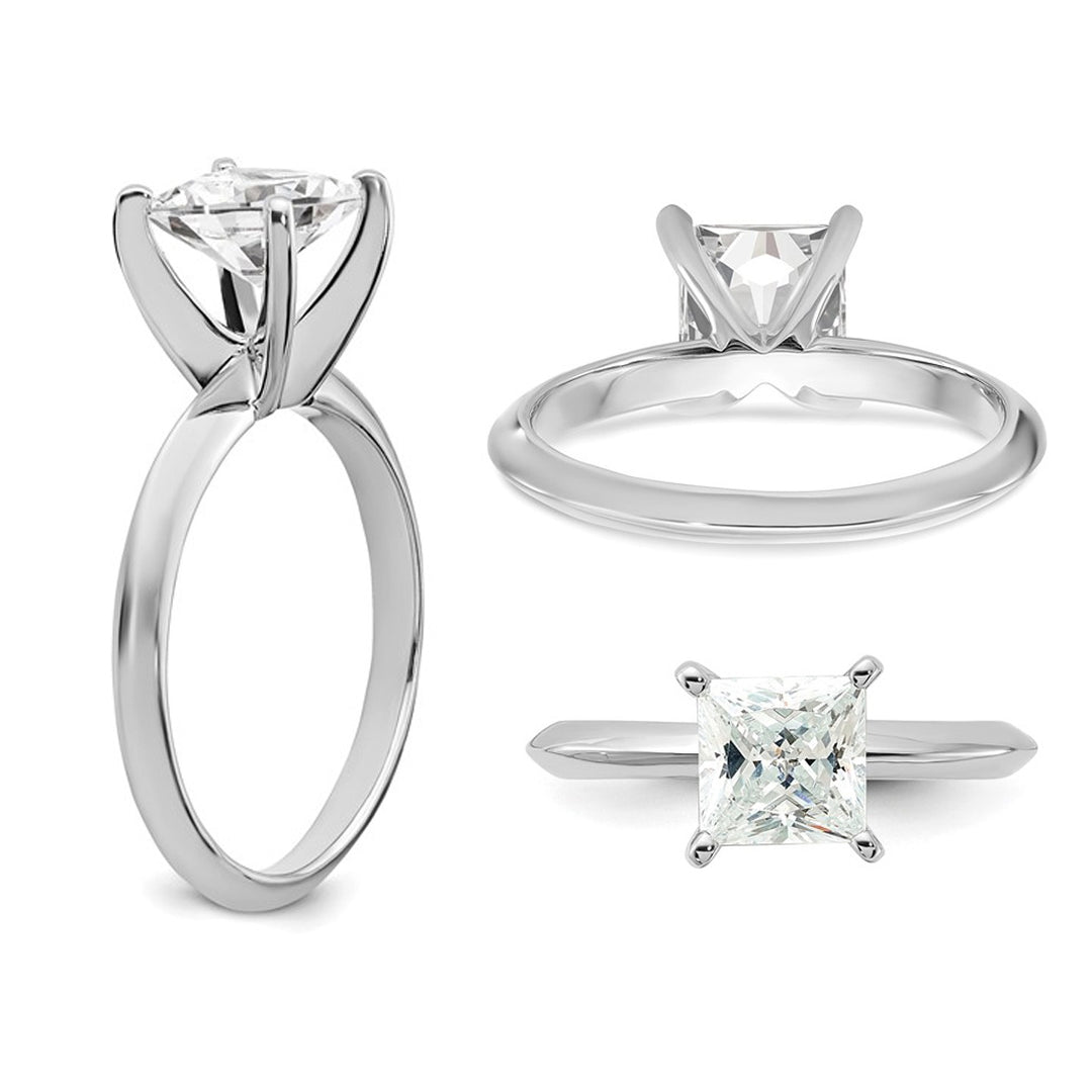 Sterling Silver Solitaire Engagement Ring with Synthetic Princess Cubic Zirconia (CZ) Image 4