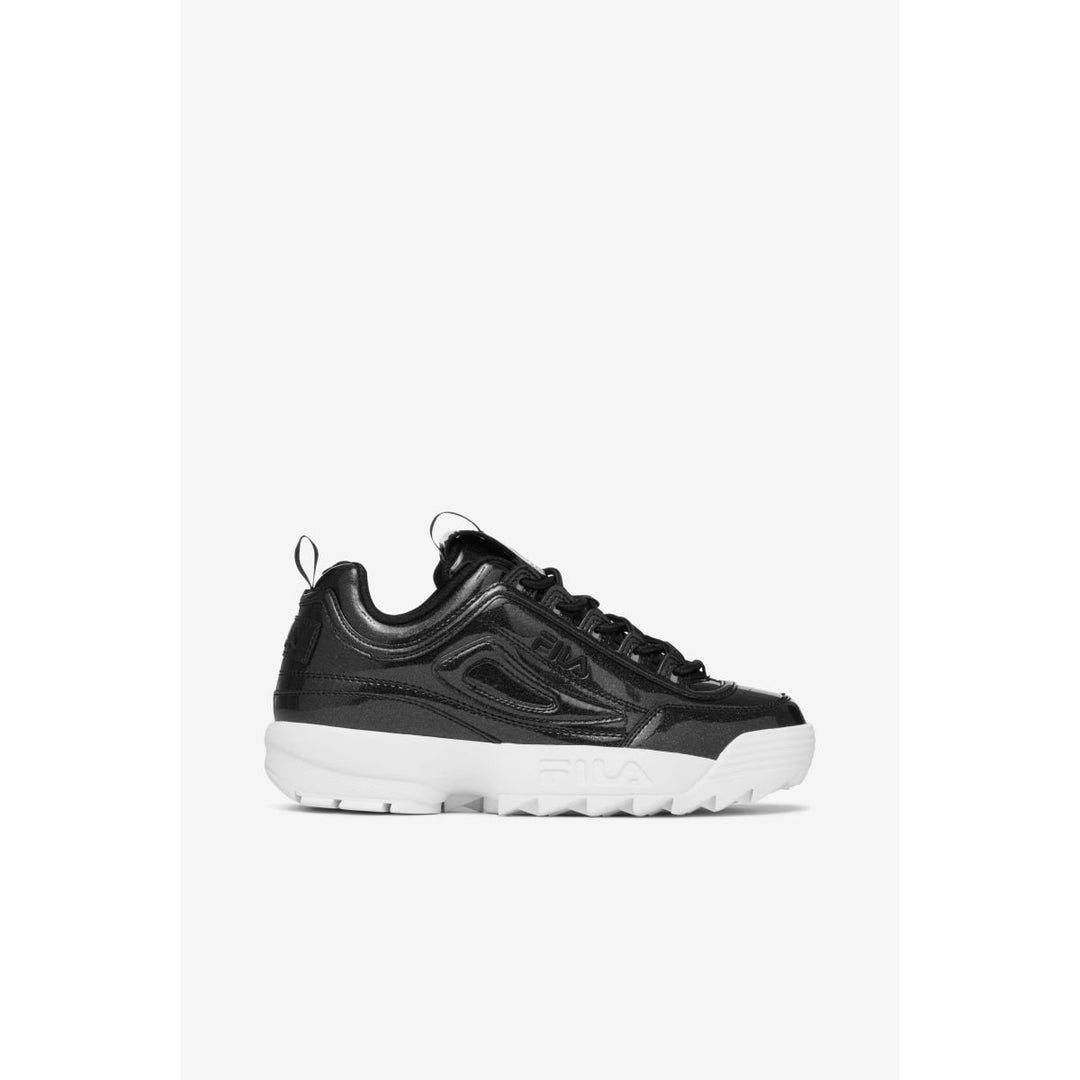 FILA Womens Disruptor 2 Metallic Sneakers Black White Size 5XM02337-021 Image 1