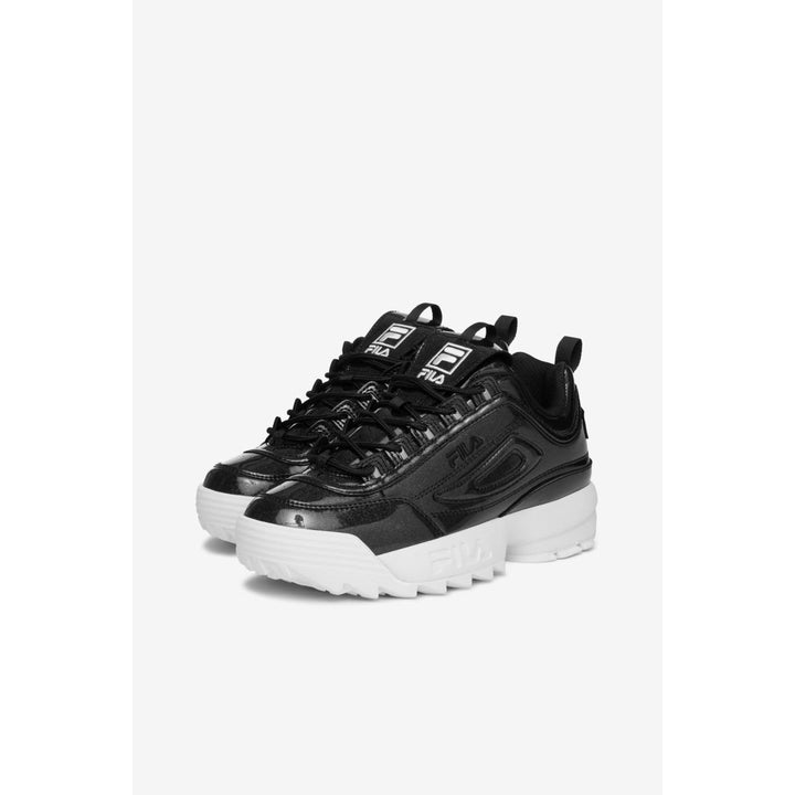 FILA Womens Disruptor 2 Metallic Sneakers Black White Size 5XM02337-021 Image 4