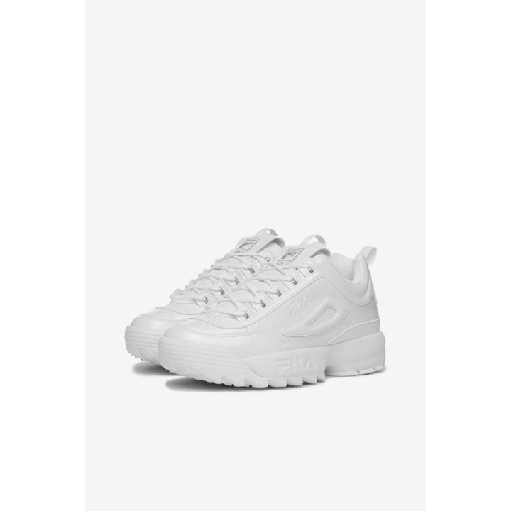 FILA Womens Disruptor 2 Shine Metallic White/White/White - 5XM02337-100 WHITE/WHITE/WHITE Image 4