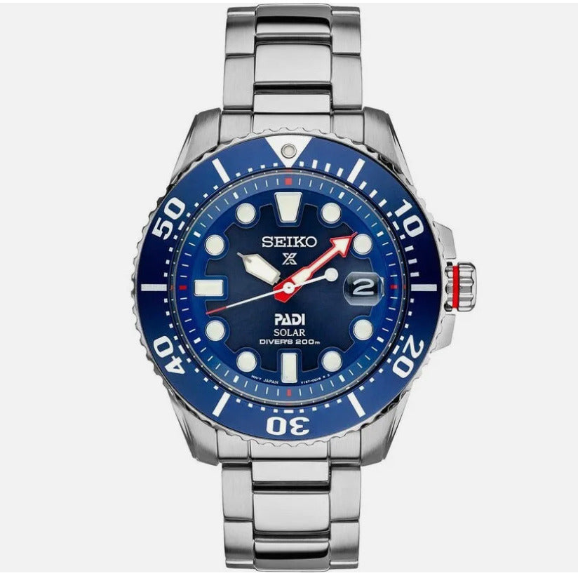 Seiko Mens Padi SNE549 Solar Prospex Divers 200M Stainless Steel Watch Image 1