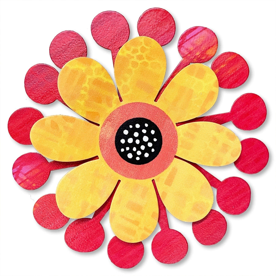 Flower Magnetic Art PopDimensional Red Sprocket Flower Magnet Image 1