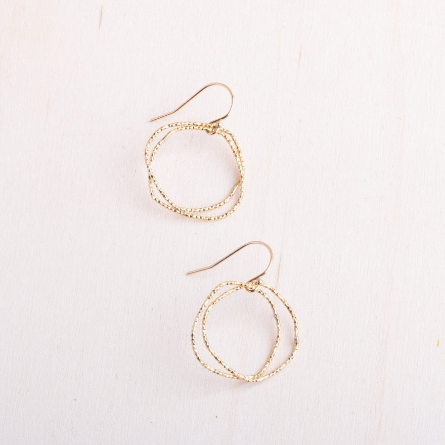 Gold Shimmer Organic Circle Earrings Image 1