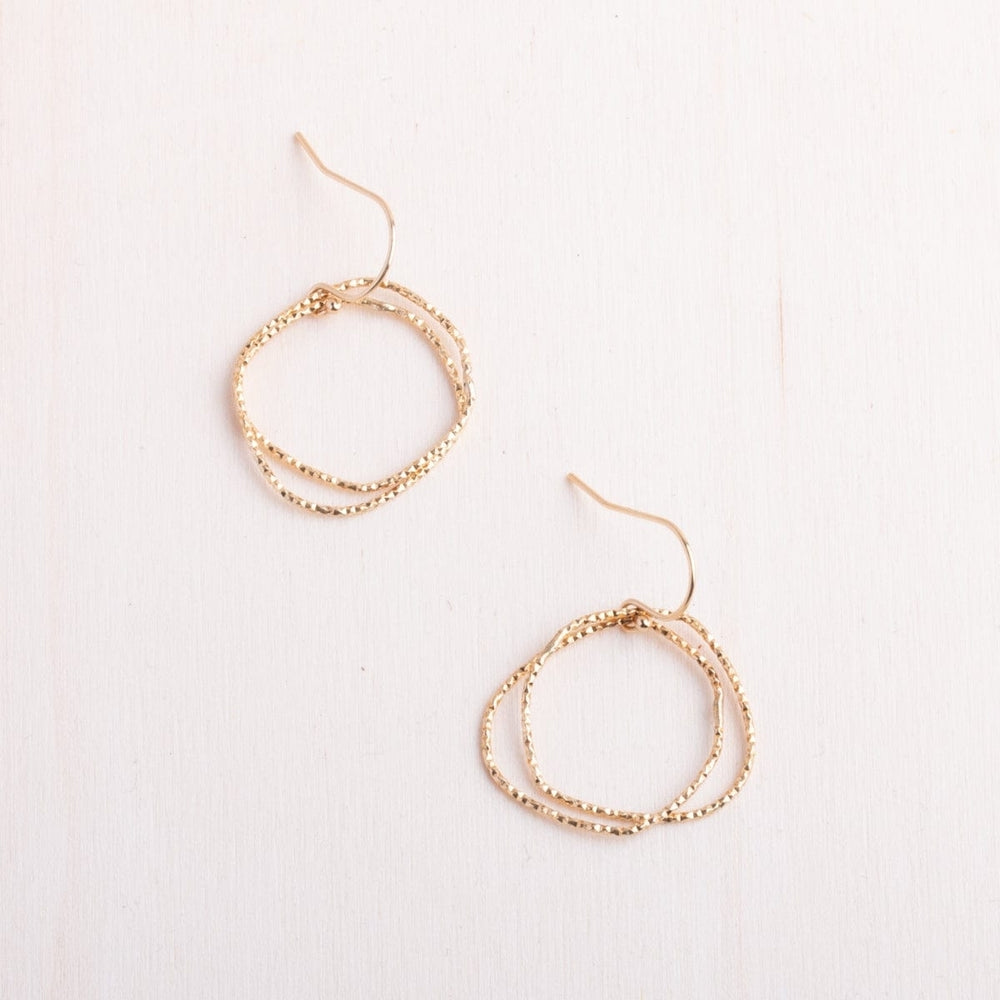 Gold Shimmer Organic Circle Earrings Image 2