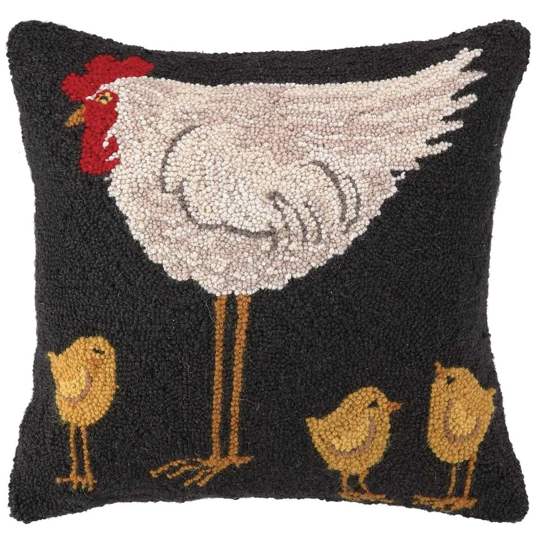 Hen With Three Chicks Hook Pillow Image 1