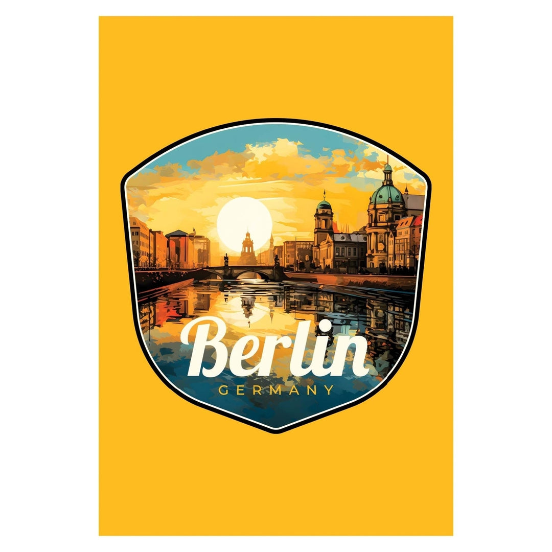 Berlin Germany Design C Souvenir Wood sign with frame 5x7 Image 1