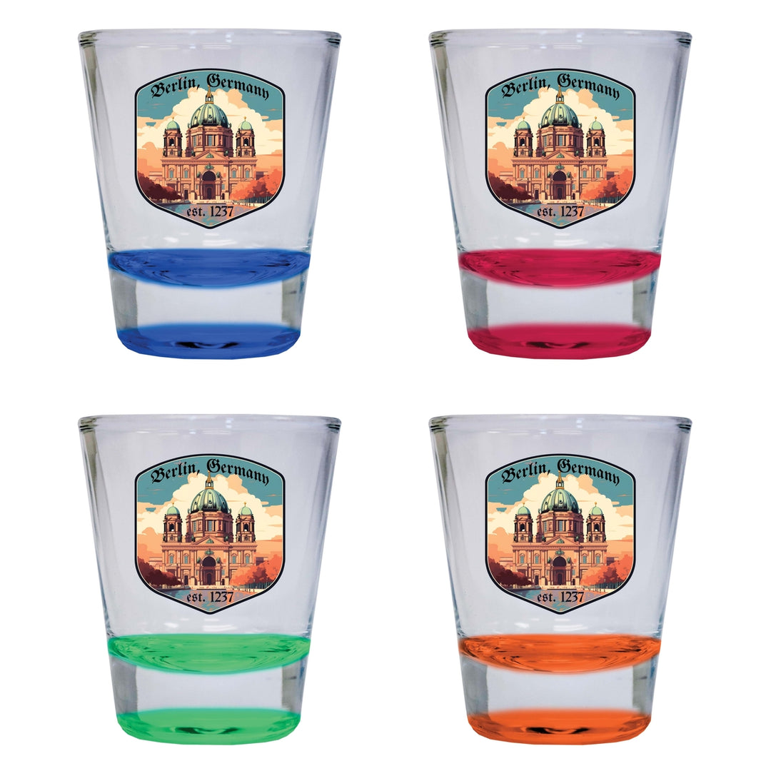 Berlin Germany Design B Souvenir 2 Ounce Shot Glass Round 4-Pack Multicolor Image 1