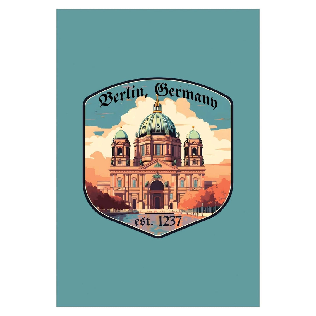 Berlin Germany Design B Souvenir Wood sign with frame 5x7 Image 1