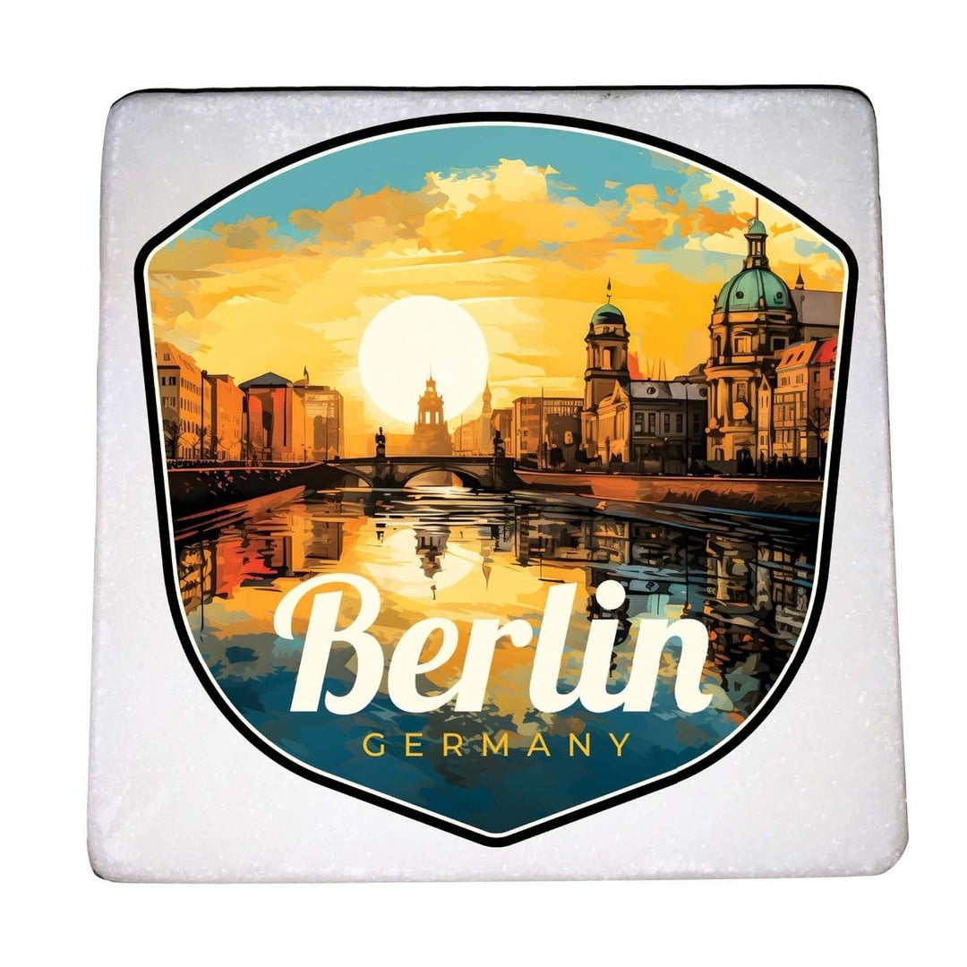 Berlin Germany Design C Souvenir 4x4-Inch Coaster Marble 4 Pack Image 1