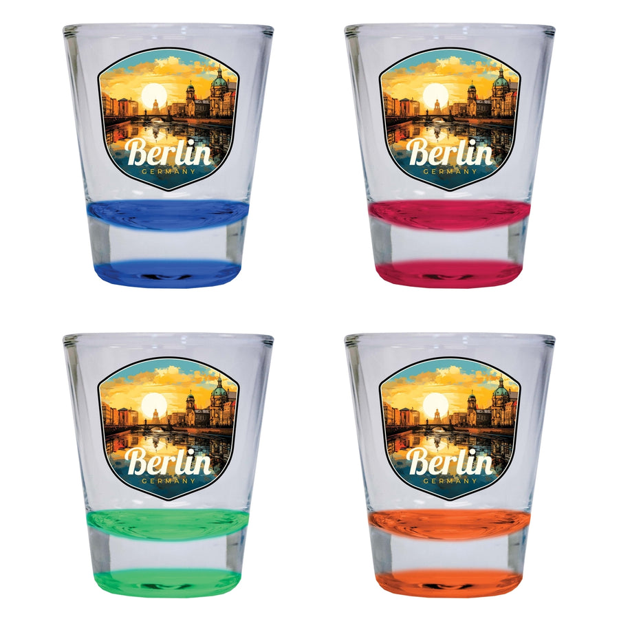 Berlin Germany Design C Souvenir 2 Ounce Shot Glass Round 4-Pack Multicolor Image 1