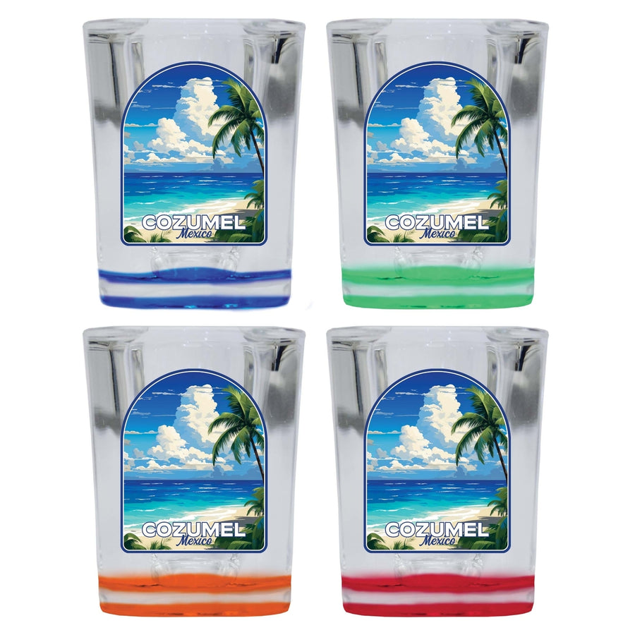 Cozumel Mexico Design C Souvenir 2 Ounce Shot Glass Square 4-Pack Multicolor Image 1