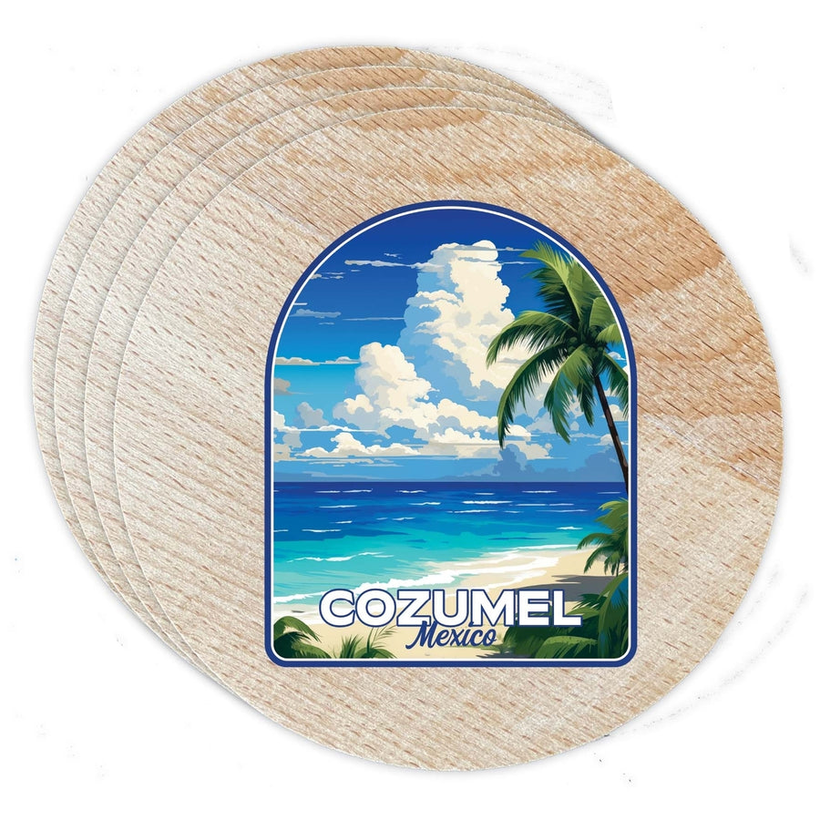 Cozumel Mexico Design C Souvenir Coaster Wooden 3.5 x 3.5-Inch 4 Pack Image 1