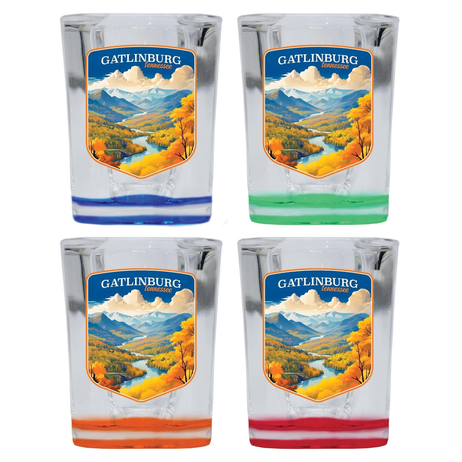 Gatlinburg Tennessee Design D Souvenir 2 Ounce Shot Glass Square 4-Pack Multicolor Image 1