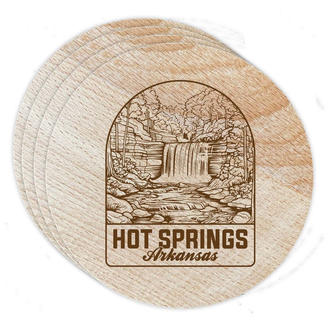 Hot Springs Arkansas Souvenir Etched Coaster Wooden 3.5 x 3.5-Inch 4 Pack Image 1