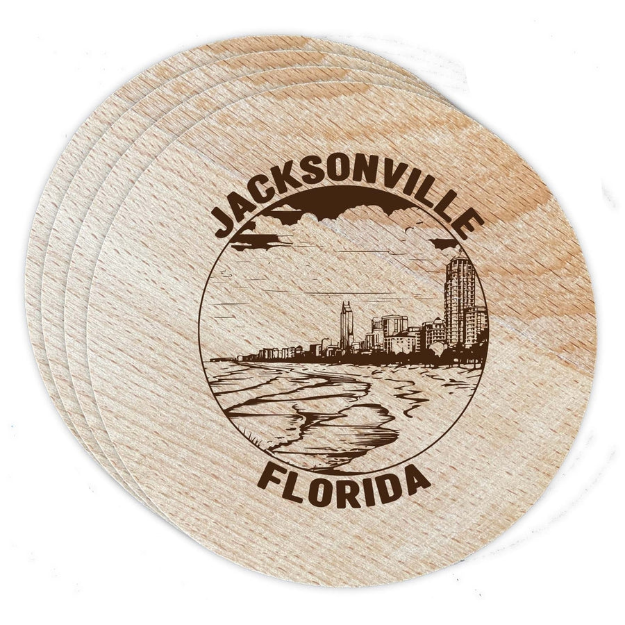 Jacksonville Florida Souvenir Etched Coaster Wooden 3.5 x 3.5-Inch 4 Pack Image 1