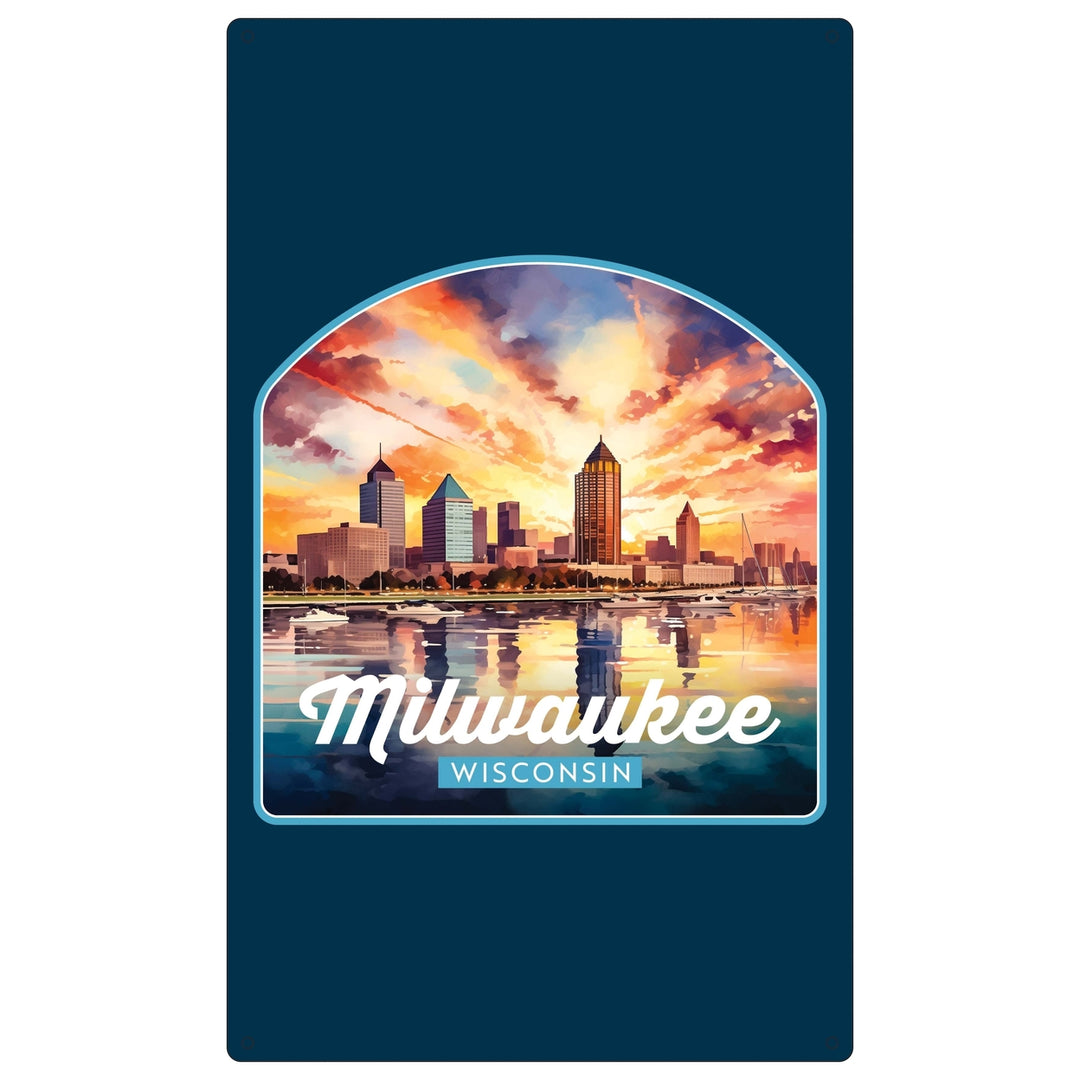 Milwaukee Wisconsin Design A Souvenir Metal Sign 9 x 15 Image 1